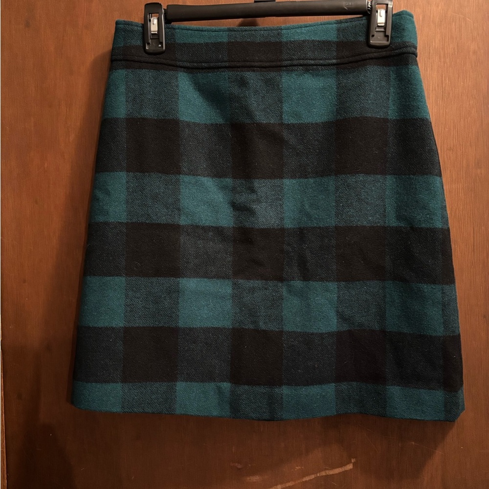 Plaid A-Line Skirt in Green and Black